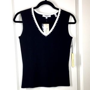 NWT Vertigo M Black White Beaded tank top